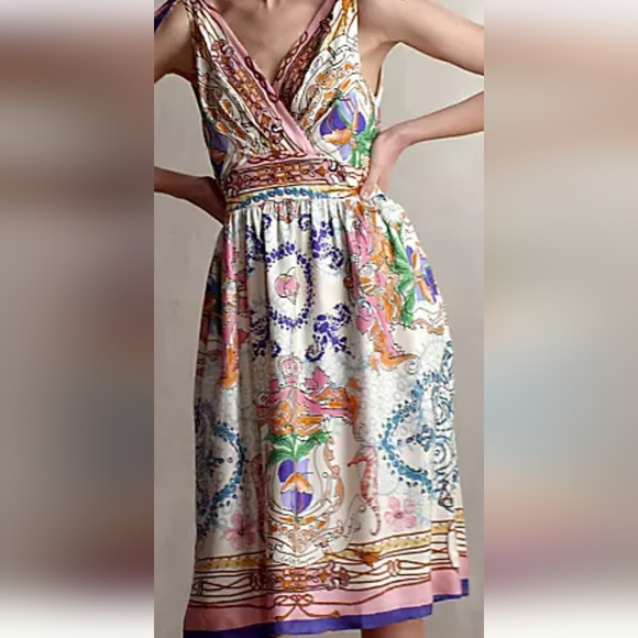 Anthropologie Collette Dinnigan Acionna seahorse print silk dress 8 - Picture 2 of 13